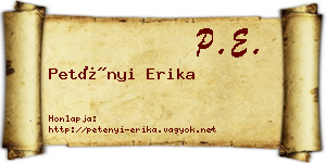 Petényi Erika névjegykártya