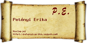 Petényi Erika névjegykártya